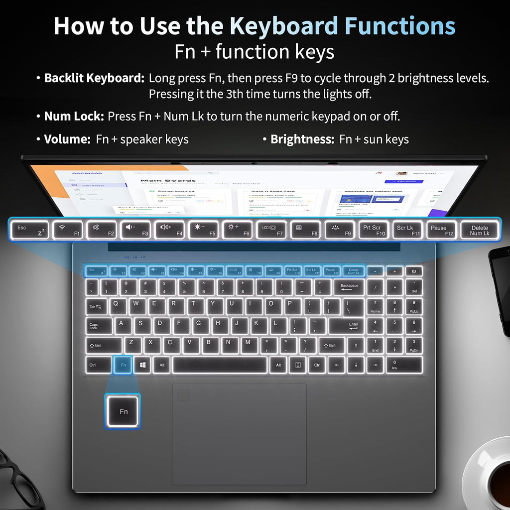 Auusda 16' Traditional Laptop Computer, i3 Processor 16GB RAM 1TB SSD Silver Laptops Notebook with Backlit Keyboard, Fingerprint, WiFi 6 Bluetooth 5.3 Laptops for Students & Office USB-C Port