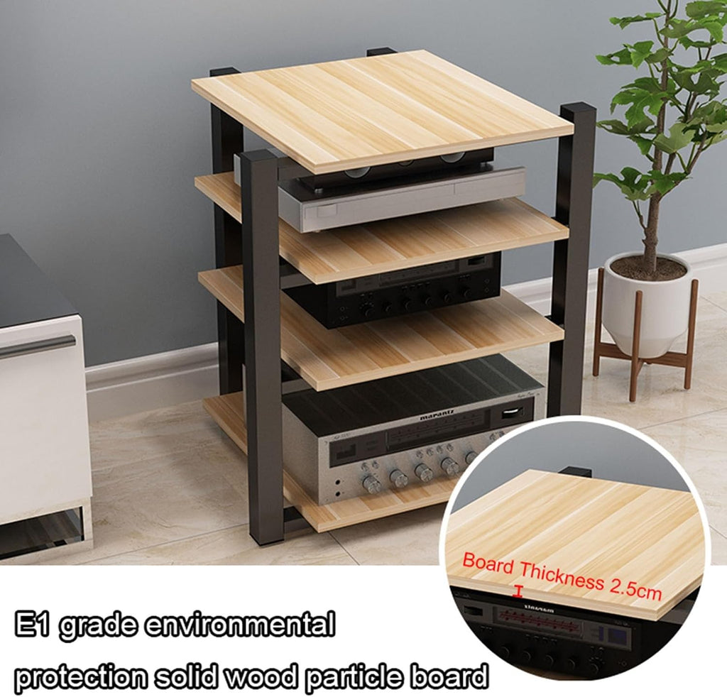 3/4-Tier Media Stand Modern AV Component Cabinet CD Player Stand Corner Audio Rack Tower Wooden Stereo Equipment Storage Cabinet for Home/Office/Theater,D-3-Tier