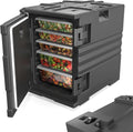 ROVSUN Hot Box Food Warmer 82 QT, Insulated Food Pan Carrier for 5 Full-Size Pan w/Wheels Double Buckles and Handles, Stackable Hot Boxes for Catering Restaurant Canteen Family Party