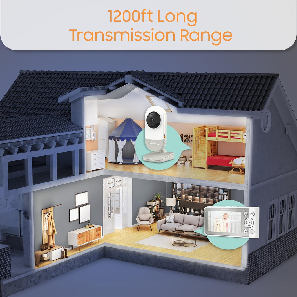 Chillax Daily Video Baby Monitor - WiFi Smart Baby Monitor with Two Cameras & Parent Unit,App Support,HD Camera, Privacy Protection WiFi ON/Off Switch, 2-Way Audio,Night Vision,Cry Detection