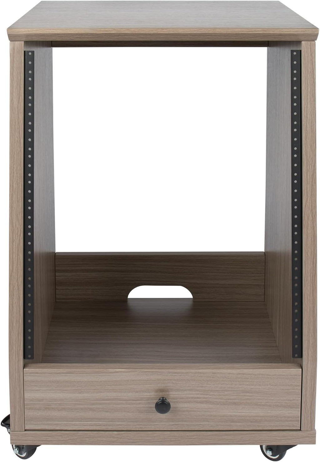 Gator Frameworks Elite Furniture Series 12U Angled Studio Rack with Locking Casters, Driftwood Grey Finish (GFW-ELITESTUDIORK12-GRY)
