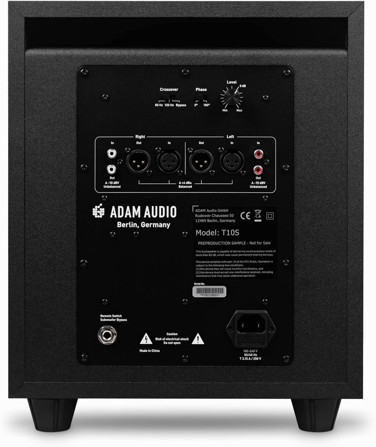 ADAM Audio T10S Studio Subwoofer for recording, mixing and mastering, Studio Quality Sound (Single)