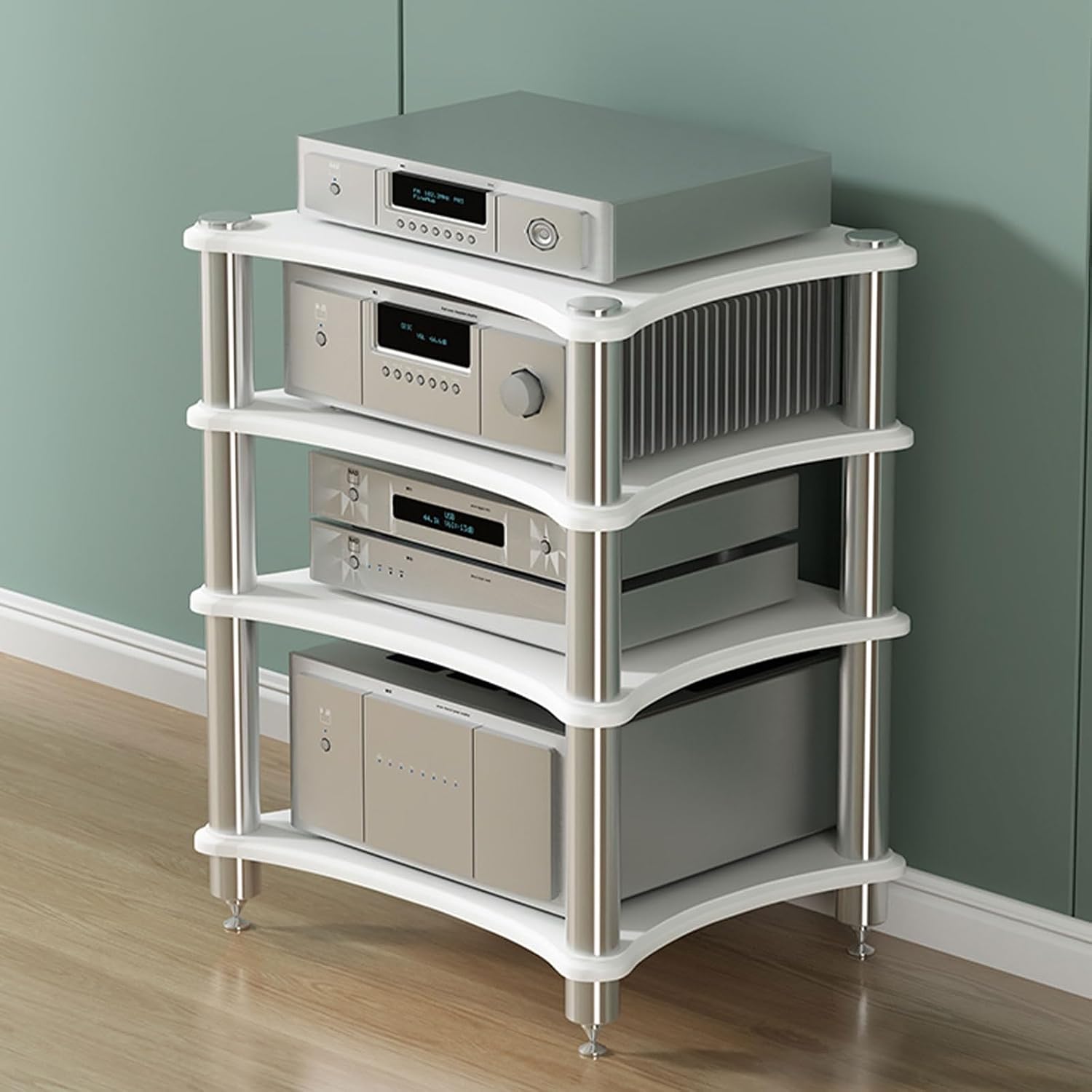 Stereo Cabinet, Home Stereo System Entertainment Components, Amplifier Rack/Audio-Video Shelving, for Gaming, Meeting, Living, Recording Room(White,85cm/33.5in)