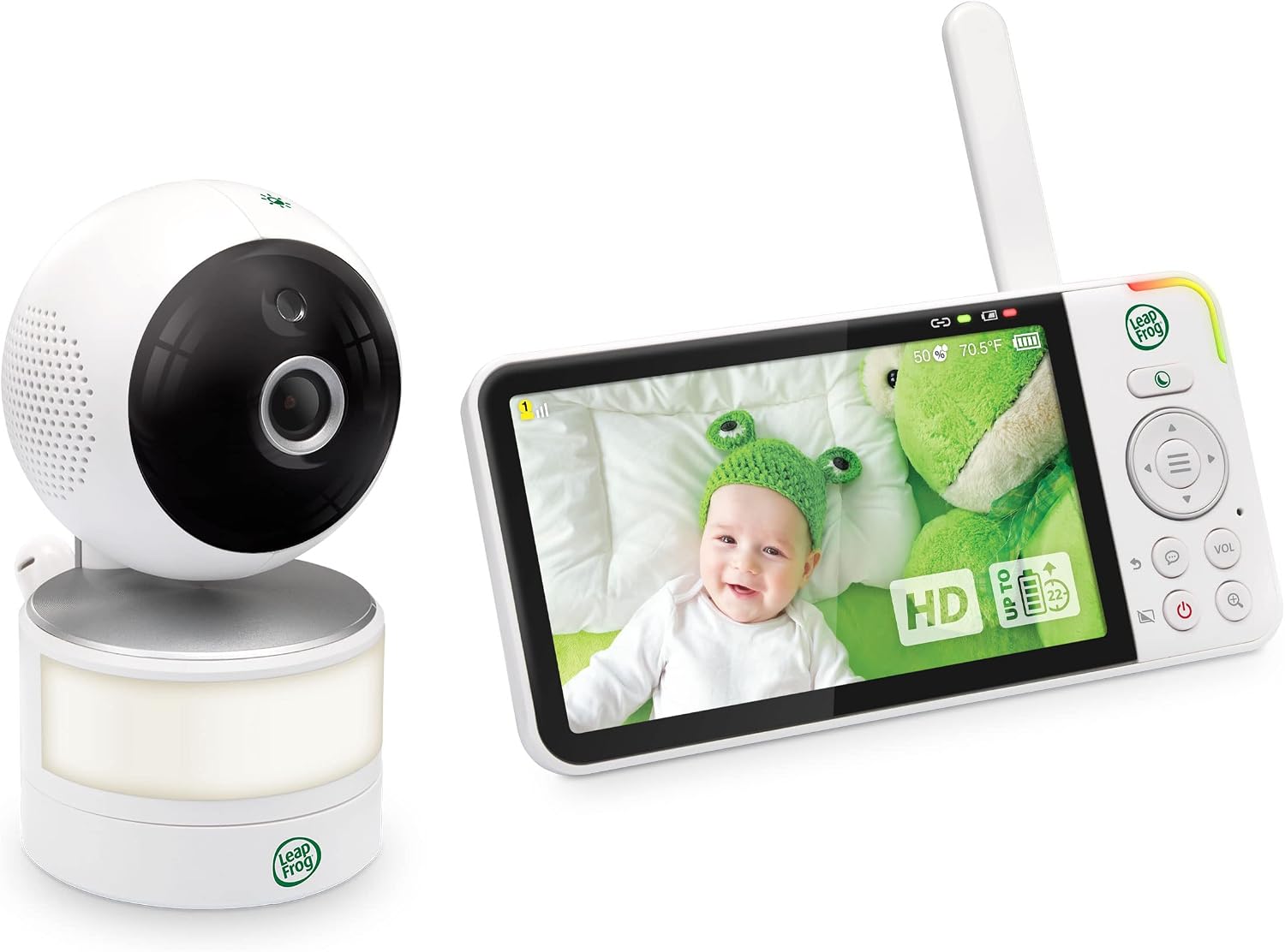 LeapFrog LF915HD Baby Monitor, 5' 720p Screen, 360° Pan & Tilt with 8X Zoom Camera, Color Night Vision, Night Light, Two-Way Intercom, Secure Transmission No WiFi