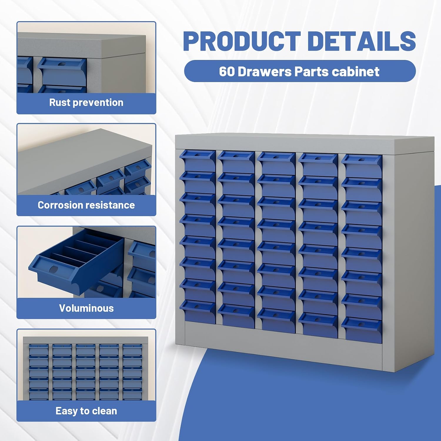 Part Cabinets with 40 Drawer Nut Bolt Screw Nail Storage Organizer for Garage Organization, Lego Storage, Teacher Toolbox, Parts Bins Organizer for Shop, Hardware Organizer Containers