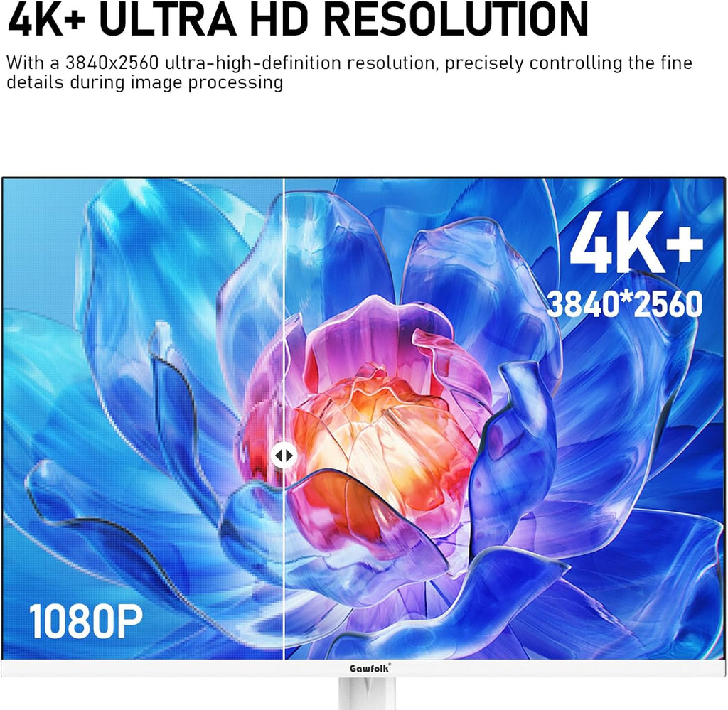 Gawfolk 28 inch UHD 4K Computer Monitor, IPS Ultra HD (3840×2560p) Screen, 3:2, 1.07 Billion Colours, 128% sRGB, Built-in Speakers, 178° Wide Viewing Angle DisplayPort, HDMI, White