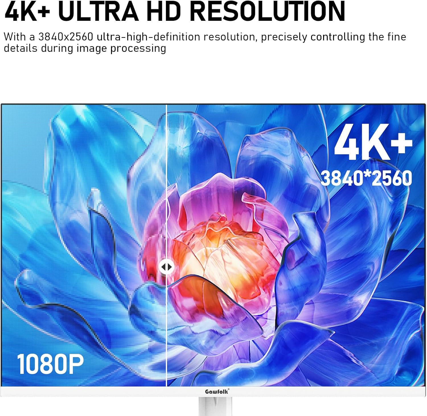 Gawfolk 28 inch UHD 4K Computer Monitor, IPS Ultra HD (3840×2560p) Screen, 3:2, 1.07 Billion Colours, 128% sRGB, Built-in Speakers, 178° Wide Viewing Angle DisplayPort, HDMI, White