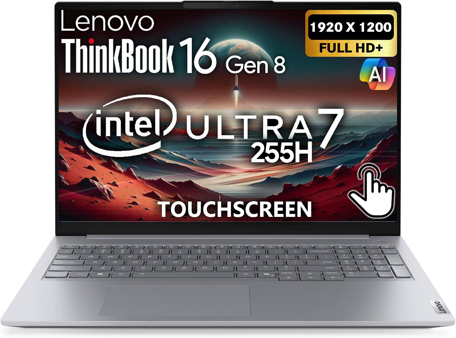 Lenovo ThinkBook 16 Gen 8 AI Business Laptop, 16' Touchscreen FHD+, Intel Ultra 7 255H, 64GB DDR5, 1TB NVMe, WiFi 6E + BT, HDMI, Fingerprint Reader, Backlit Keyboard, FHD Webcam, Win 11 Pro