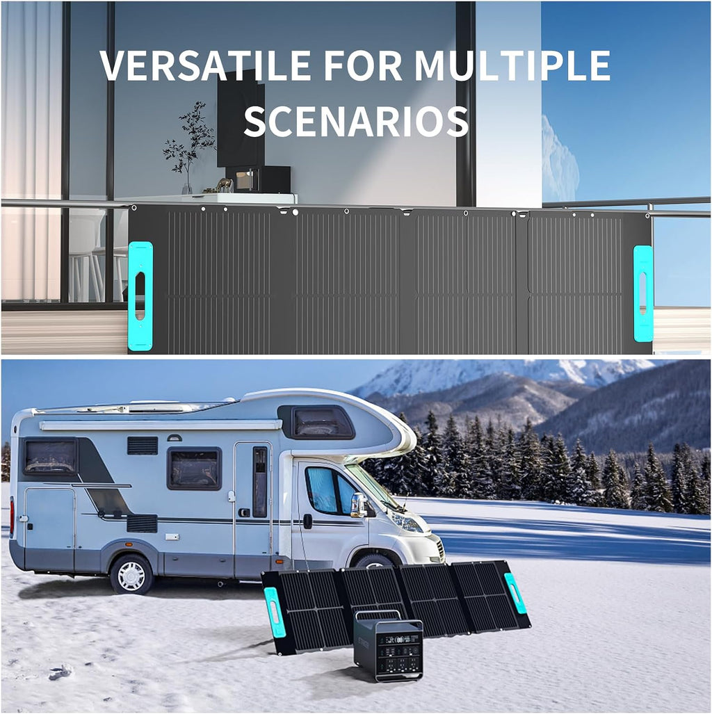 200W Portable Solar Panel, 200 Watt for Portable Power Station Solar Generation, Foldable Solar Charger with Carry Case,IP65 for Outdoor, RVs, Backyard etc