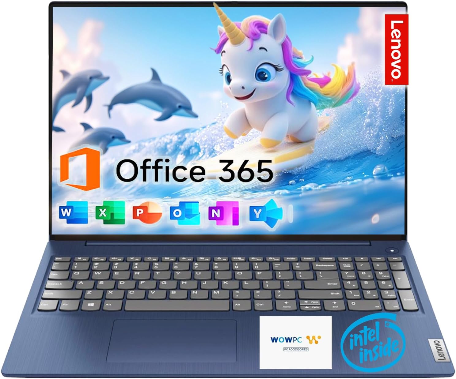 Lenovo IdeaPad 15.6' Laptop, Intel Dual-Core CPU, 8GB RAM, 128GB eMMC, Wi-Fi 6, USB-C & HDMI, Windows 11 + 1-Year Microsoft Office 365, w/Dolby Audio & Privacy Shutter & WOWPC Recovery USB (Renewed)