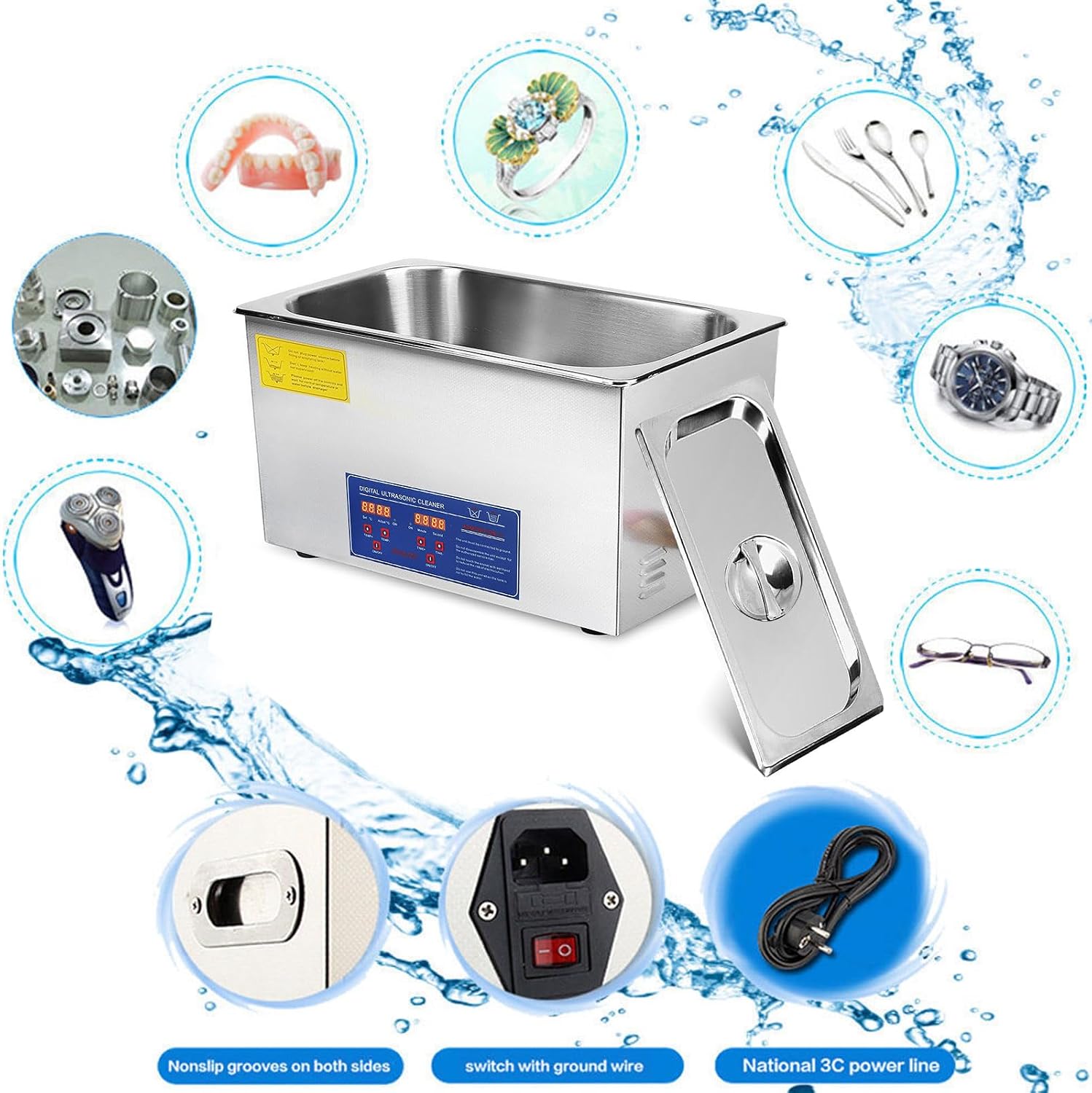 Ultrasonic Cleaner 15L Professional Ultrasonic Cleaning Machine 40kHz with Digital Timer and Heater Ultra Sonic Jewelry Cleaner Machine for Glasses, Jewelry, Watches, Dentures and Metal Parts