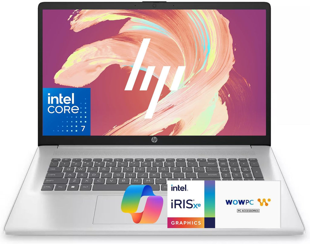 HP 17 Business Laptop, 13th Gen Intel 10-Core i5-1334U (Beats i7-1255U), 17.3' LED Anti-Glare Display, Copilot AI-Ready, 16GB RAM, 1TB SSD, Wi-Fi 6, HDMI, Microsoft Office, Windows 11 Pro, WOWPC USB