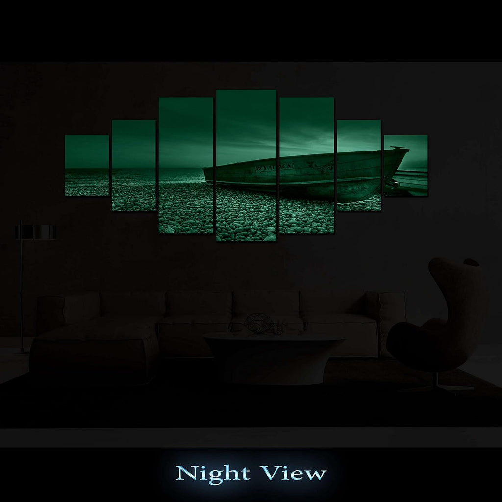 Startonight Huge Canvas Wall Art Boat On The Shore - Large Framed Set of 7 40' x 95'