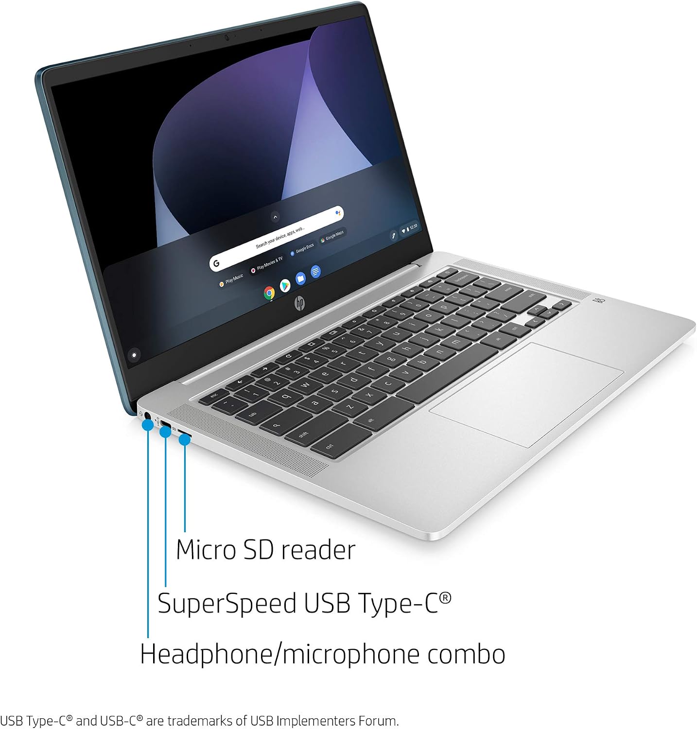 HP Chromebook 14-inch FHD Laptop, Intel Celeron N4000, 4 GB RAM, 32 GB eMMC, Chrome (14a-na0090nr, Forest Teal)