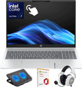 HP OmniBook 5 16 inch Next Gen AI PC Laptop, 2K IPS Touchscreen Display, Intel Core Ultra 7 255U, 16GB RAM, 512GB SSD, Windows 11 Home, WiFi 6E, Glacier Silver, w/Mytrix Accessory Lifetime Office