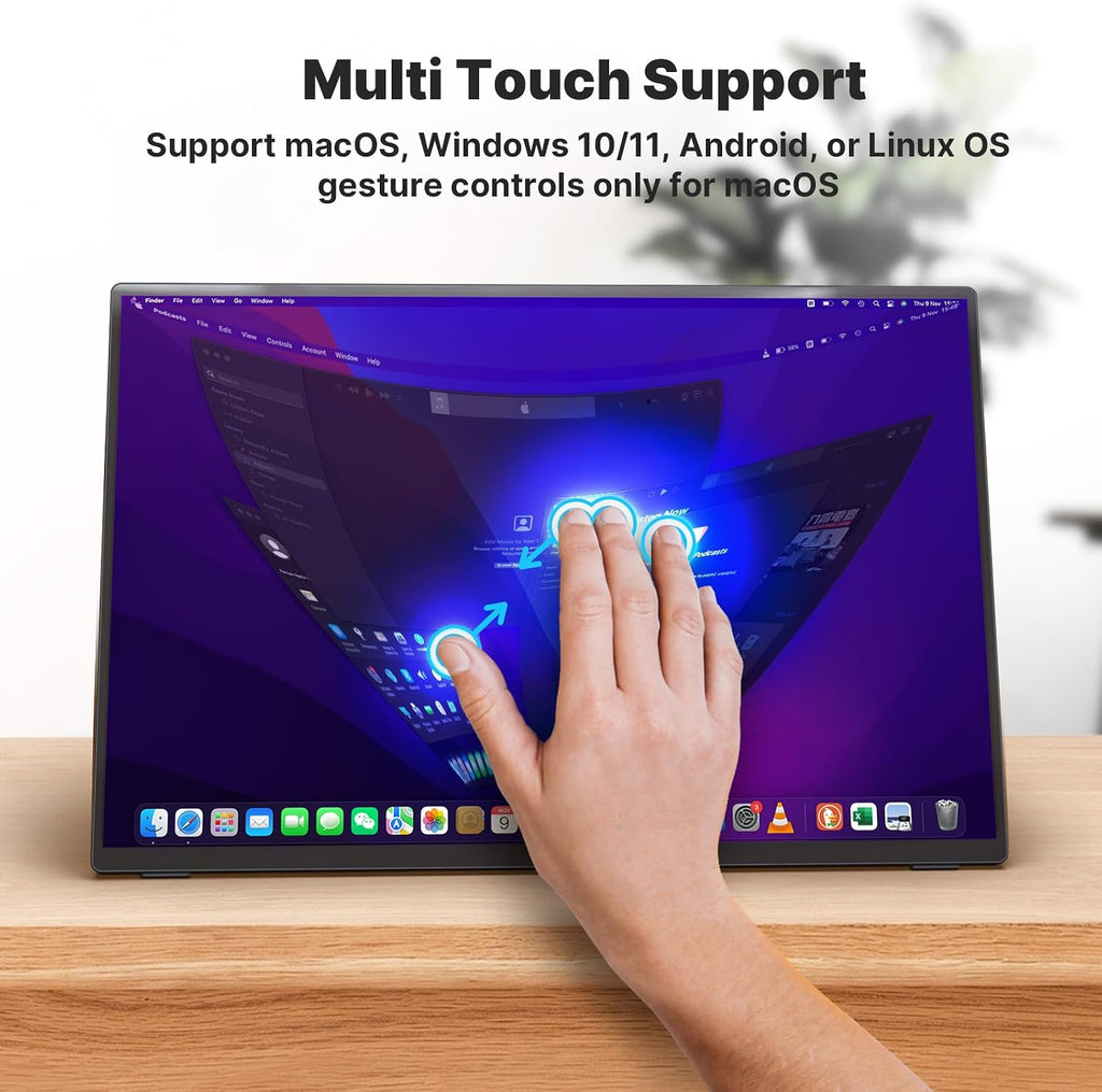 MINIX Portable Monitor 16' FHD 1200P，IPS，Touch Screen，USB-C, HDMI，Stereo，Eye Care, Flicker Free, Blue Light Filter