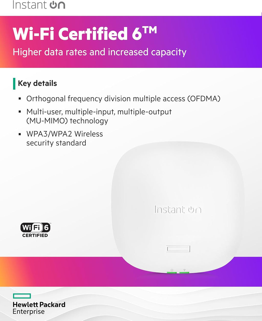 HPE Networking Instant On Access Point AP25 4x4 WiFi 6 Indoor Wireless Access Point (3 Pack) | Power Source Not Included | US Model (R9B27A-3PACK)