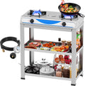 2 Burner Propane Gas Stove,19000BTU Portable Gas Stove with Support Leg Stand and Adapter Auto Ignition Camping Stove,propane burner for RV, Apartment, Outdoor Cooking