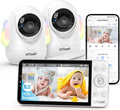 ieGeek 5.5'' Split-Screen Baby Monitor,2.5K UHD Baby Monitor with 2 Cameras and Audio,Night Light,Prone Sleeping&Cry Detection,Two-Way Talk,Night Vision,2.4G&5Ghz WiFi App Control,4000mAh Battery