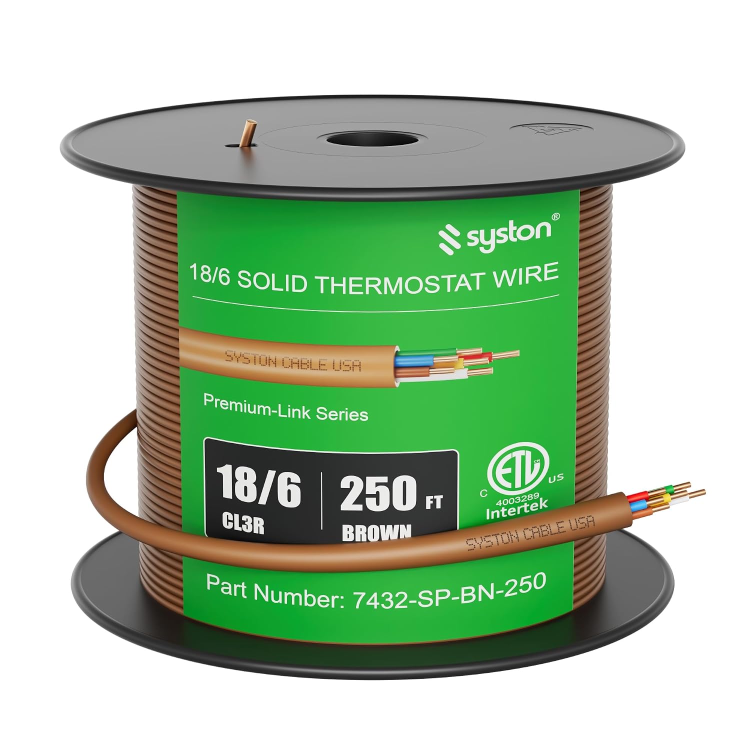 Syston 18/6 Thermostat Doorbell HVAC Heating Control Cable Wire, 100% Solid Copper Conductors CL3R/FT4/CMR Riser-Rated UL/ETL Listed, UV Resistant RoHS for Indoor/Outdoor Low Voltage Applications Use