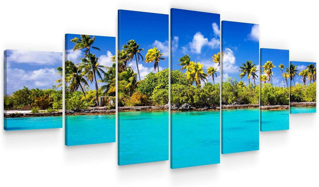 Startonight Huge Canvas Wall Art - Sunny Beach - Large Framed Set of 7 40' x 95'