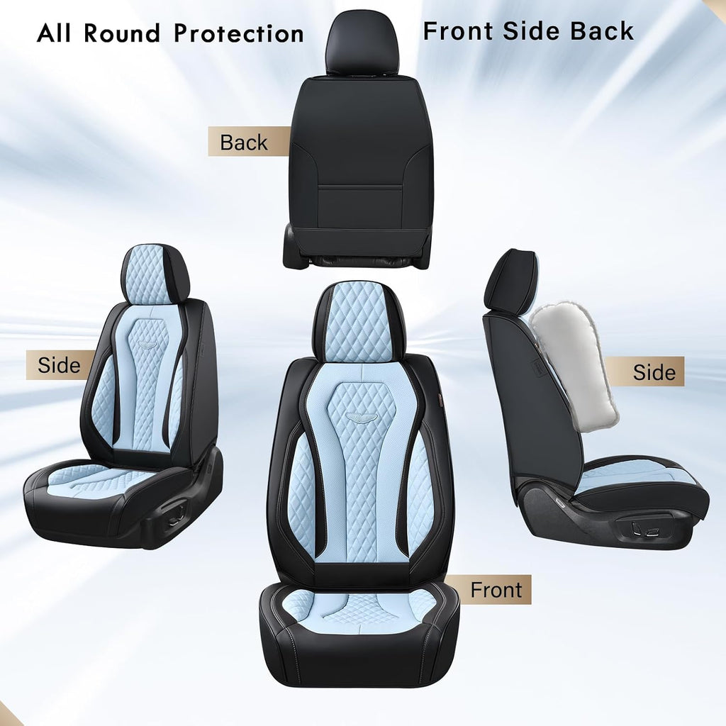 Coverado Car Seat Covers, Seat Covers Front Seats, Blue Car Seat Cover, Waterproof Car Seat Covers, Car Seat Cushion, Front Leather Seat Protector Fit for Most Cars