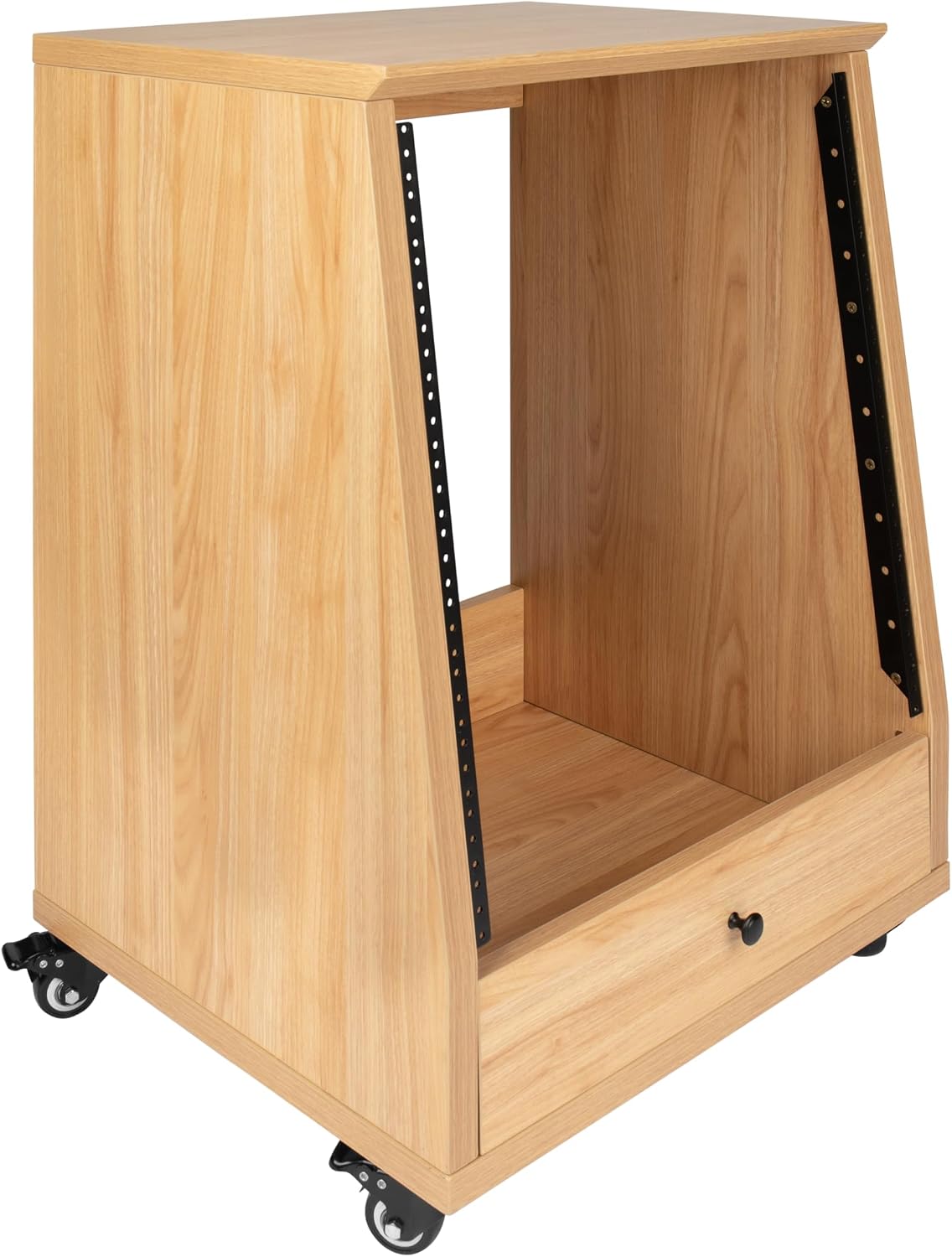 Gator Frameworks Elite Furniture Series 12U Angled Studio Rack with Locking Casters, Natural Maple Finish (GFW-ELITESTUDIORK12-MPL)