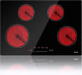 IsEasy Electric Cooktop 30 inch, 4 Burner Built-In Electric Cooktop, Drop-in Glass Cooker With Touch Control, 9 Power Levels, Child Safety Lock, Timer, 6700W