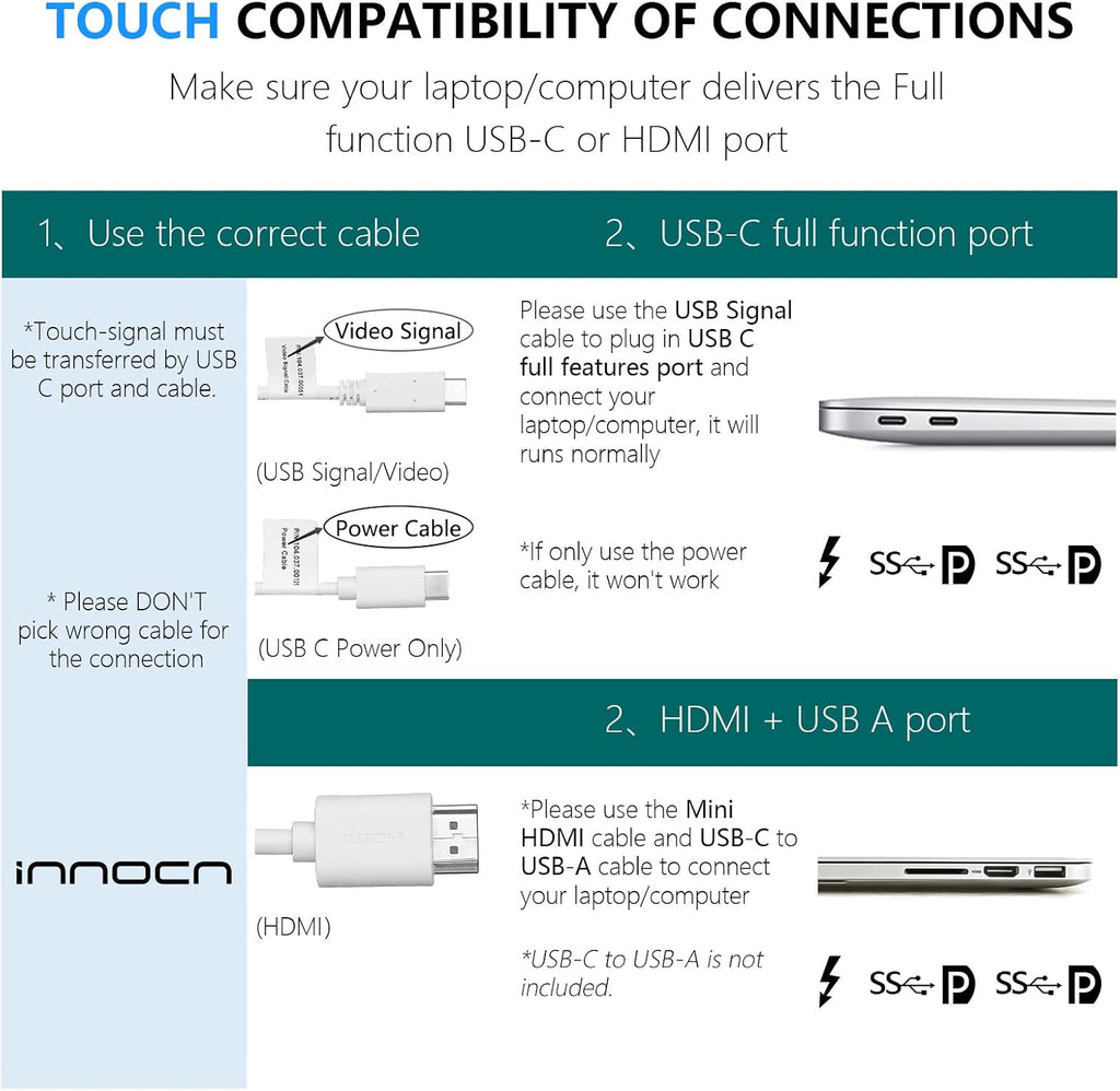 INNOCN Portable Monitor Touchscreen for Laptop 15.6' FHD 1080P HDMI External Display USB C Travel Second Monitor for MacBook Windows Tablets Android Chrome PS4 Switch Mini PC, 1500:1, 100% sRGB