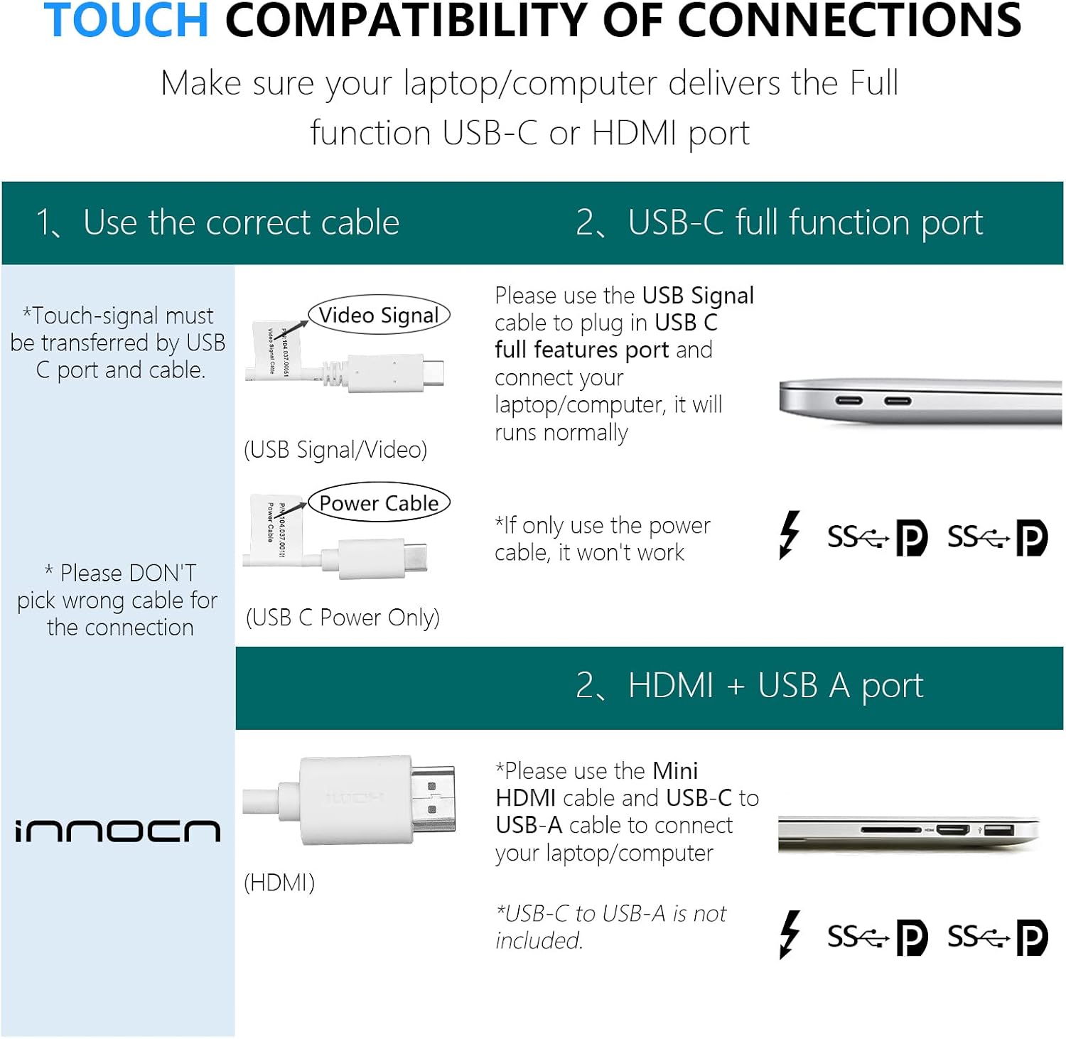 INNOCN Portable Monitor Touchscreen for Laptop 15.6' FHD 1080P HDMI External Display USB C Travel Second Monitor for MacBook Windows Tablets Android Chrome PS4 Switch Mini PC, 1500:1, 100% sRGB