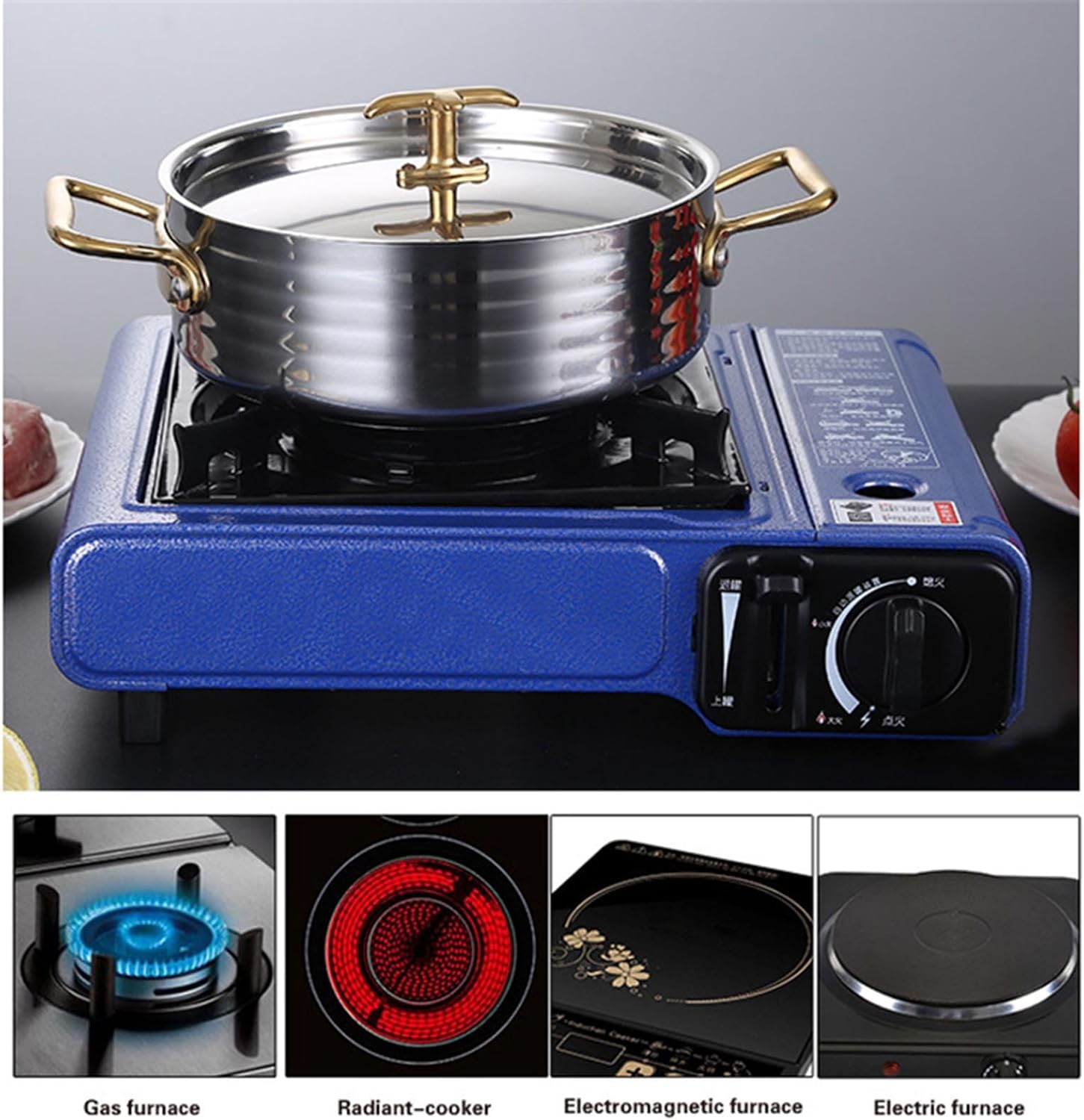 304 Stainless Steel Shabu Shabu Pot, Soup Pot Seafood Pot Stew Pot with Lid and Handle for Induction Cooktop, Gas Stove & Electric Stove,28cm