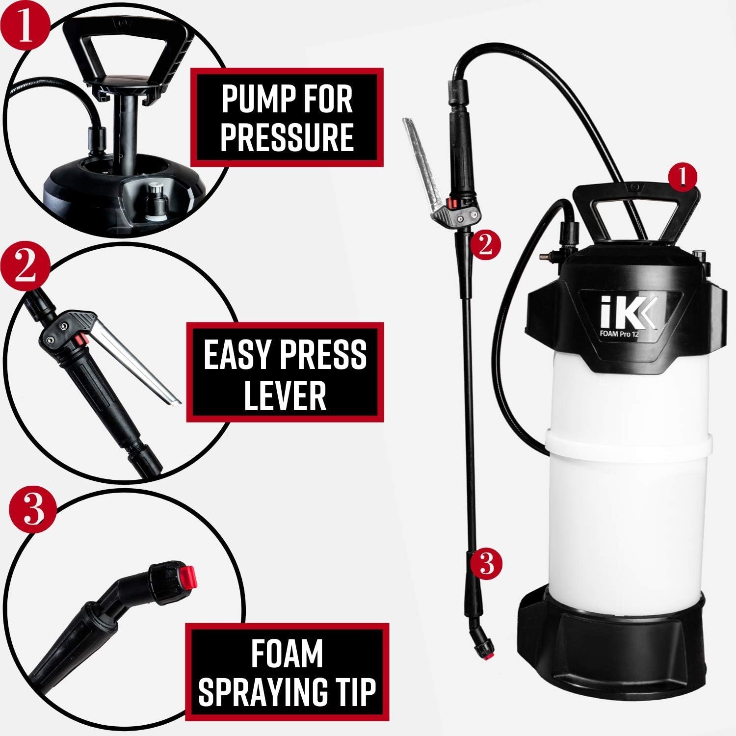 Adam's Polishes IK Foaming Pump Sprayer (6 Liters) - Pressure Foam Sprayer Cleaning Kit Car Wash Detailing | Fill with Car Wash Soap Wheel & Tire Cleaner Rim | Water Sprayer Lawn Garden Weeds