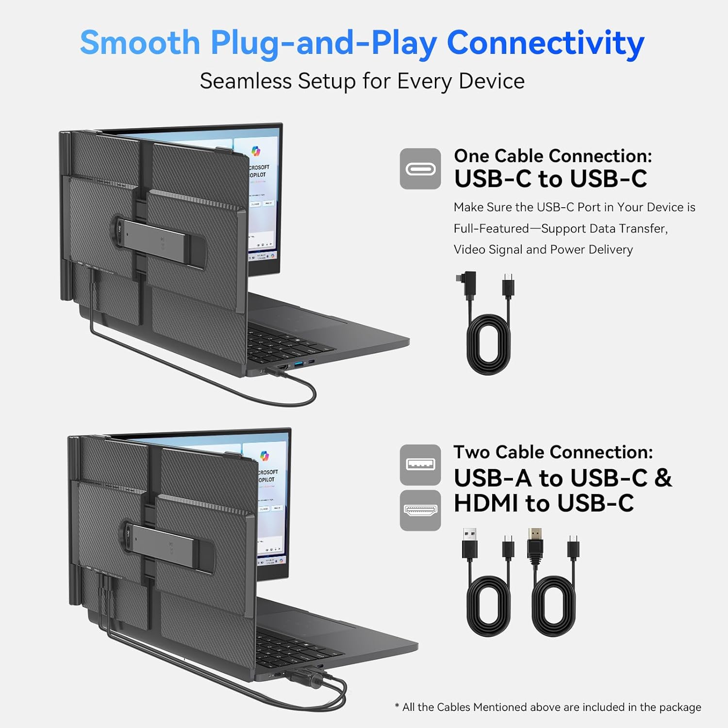 Blackview Laptop Screen Extender, 1.3lbs Ultra-Light & 0.17' Ultra-Slim, 14' FHD 1080P IPS Portable Laptop Monitor Extender, Travel Dual Monitor for 13-17',Plug & Play for Windows/Mac/Android/Switch