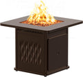 East Oak 32' Outdoor Propane Fire Pit Table | 50,000 BTU Gas Fire Pit Table for Outside with Magnetic Lid | Storage Basket & Lava Rocks | CSA Certified for Patio, Garden & Backyard | Brown