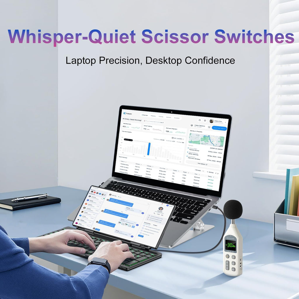 12.8' Portable Touchscreen Keyboard, Screen Extender with Silent Keyboard, USB-A Type-C Monitor for Laptop, Desktop, Mini PC, MacBook(Driver Need)