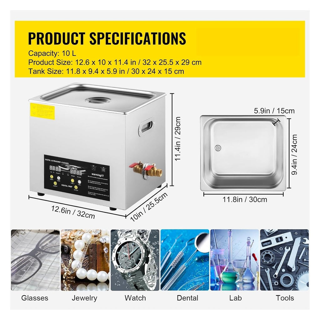 2L 3L 6L 10L 15L Upgraded Ultrasonic Cleaner Lave-Dishes Portable Washing Machine Diswasher Ultrasound Home Appliances(10L)