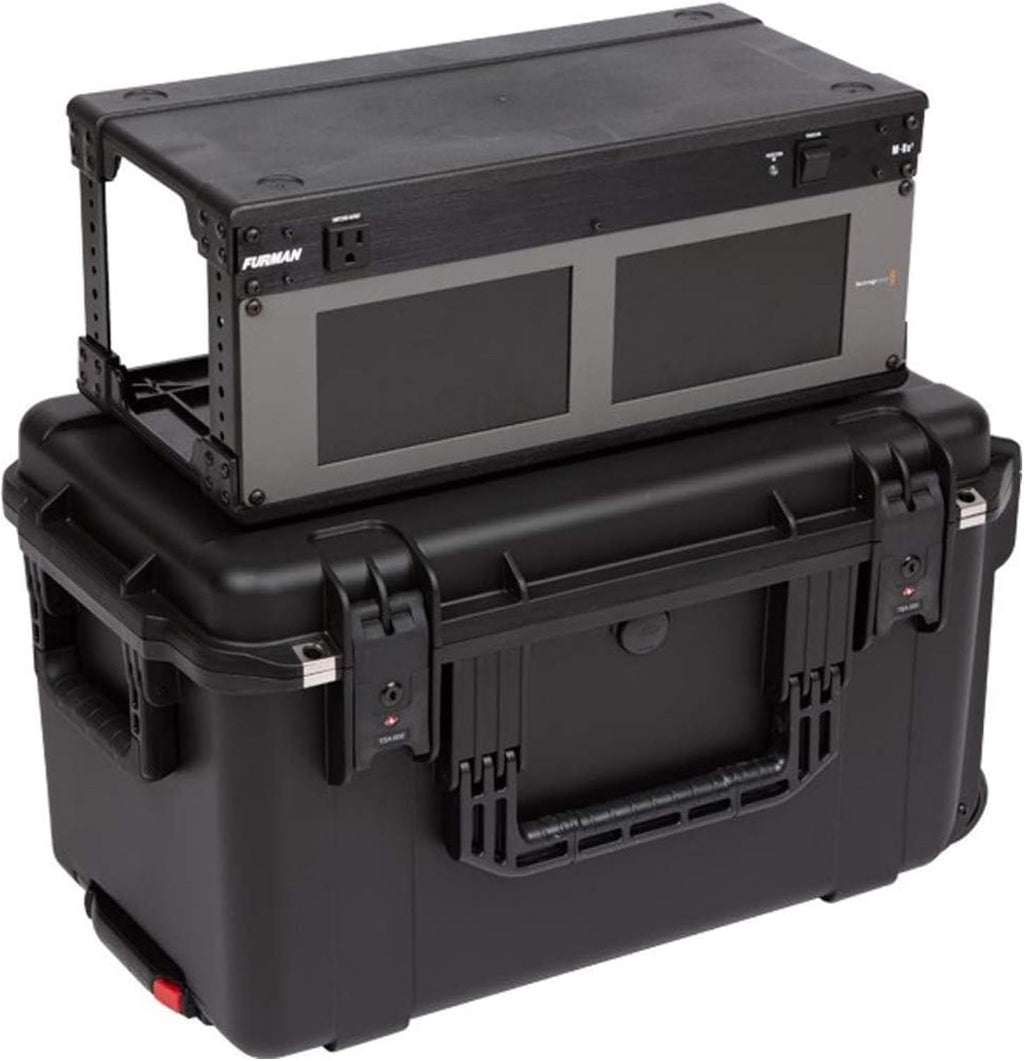 SKB iSeries 4U Shallow Fly Rack, Waterproof Polypropylene Hard Case with Durable Latches for Travel and Storage, Ideal for Musicians, 9 Inch, Black