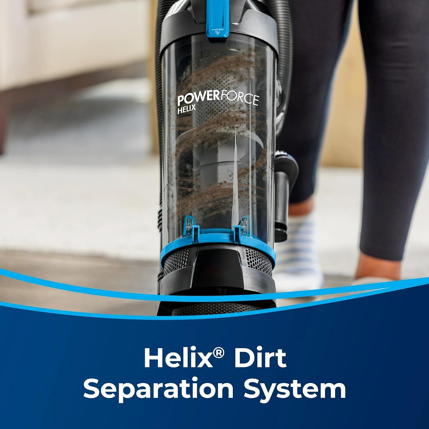 PowerForce Helix Bagless Upright Vacuum, Pet-Friendly, Powerful Suction for Carpet, Tile & Hardwood, Lightweight Design, Washable Filters, Scatter-Free Technology (Blue/Black)