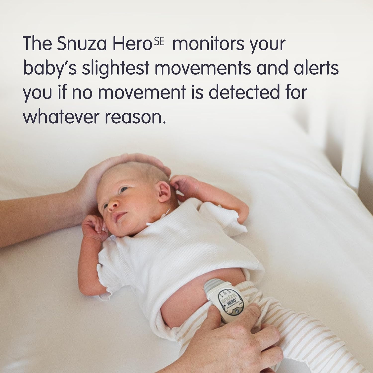 Snuza Hero Baby Movement Monitor with Patented Sensor Technology for Reliable Movement Monitoring and Alerts. No WiFi, Cords, or Sensor Pads, Portable and Easy to Set Up and Use.