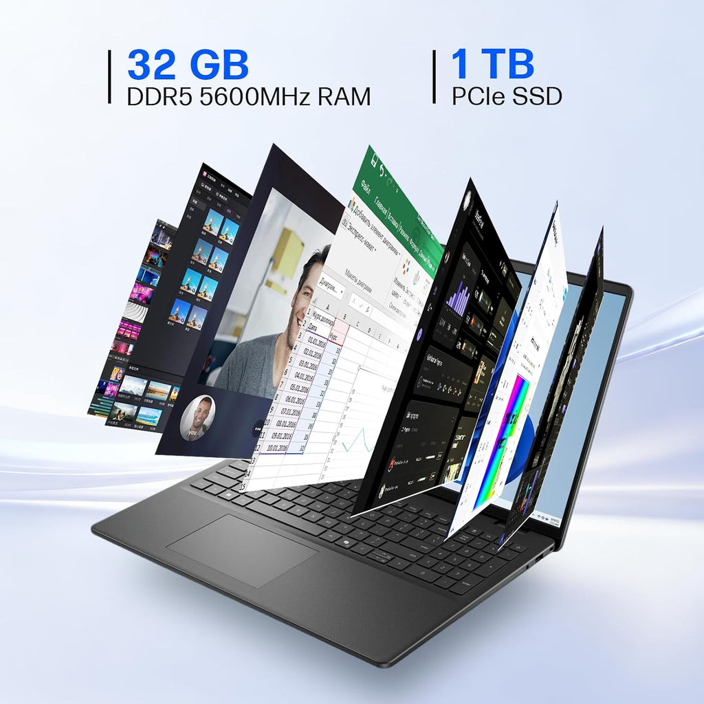 Dell Inspiron 16 Touchscreen Laptop for Business, Intel Core 7 150U (Up to 5.4 GHz), 16' FHD+, 300 nits Display, 32 GB DDR5, 5200 MT/s, 1 TB SSD, Backlit Keyboard, Wi-Fi 6E, Windows 11 Pro, Copilot-Ai