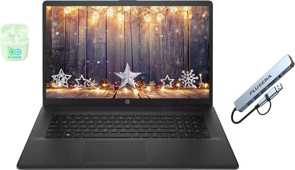 HP 17.3' Business Laptop Computer, 10-Core Intel Core i5, Windows 11, PLUSERA Earphones (Jet Black, 16GB RAM | 256GB SSD)