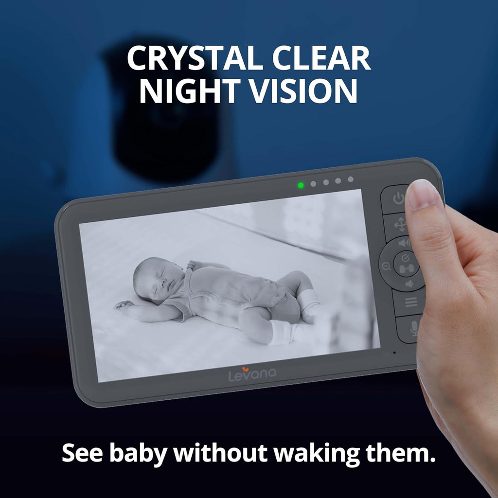 Levana Nala 5.5' HD Video Baby Monitor, 1080P Night Vision PTZ Camera, 22 Hour Battery Life, 5000mAH Battery, No WiFi, Two-Way Talk, 1000ft Range, Carrying Case, 2 Year Warranty