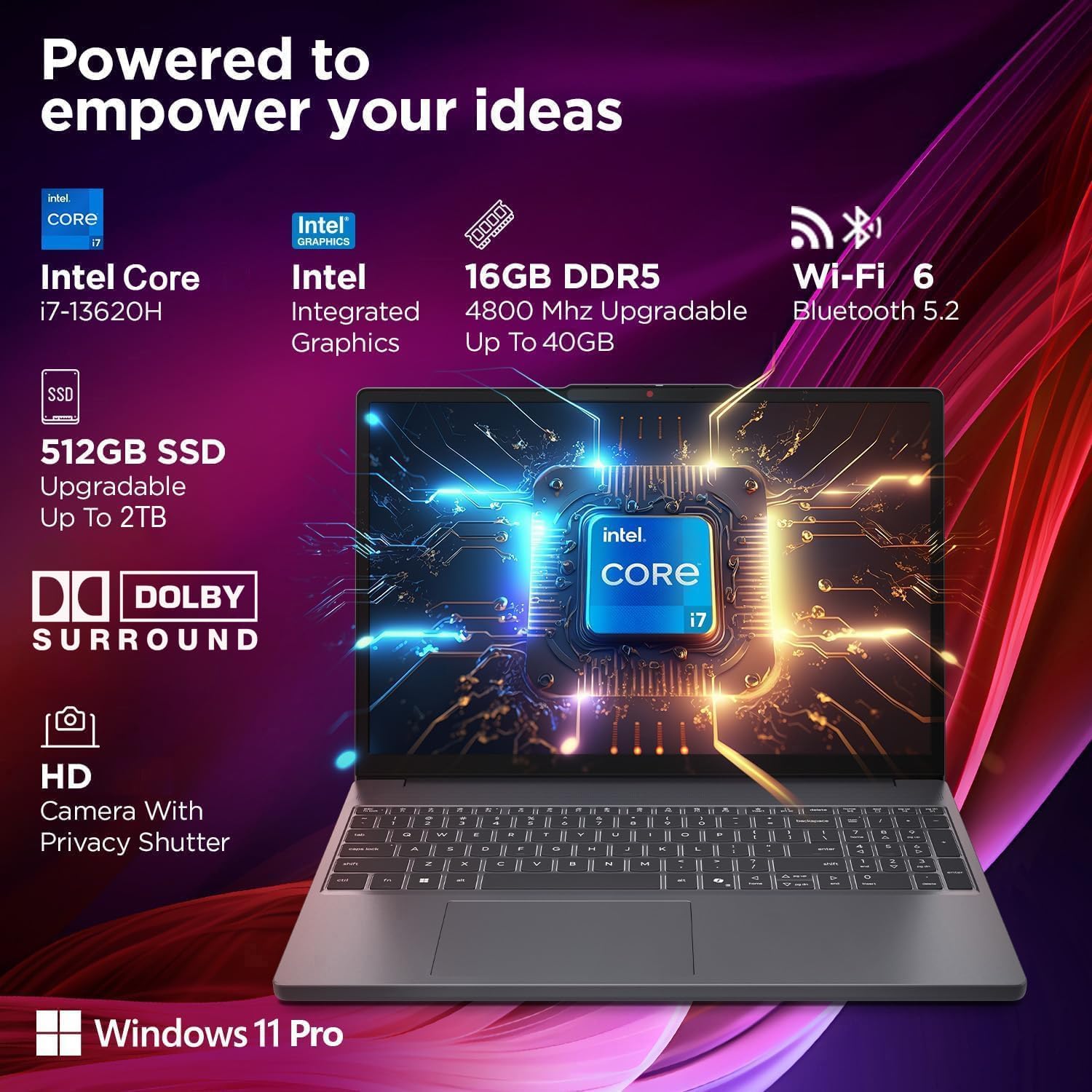 Lenovo 2025-2026 New Generation 15.3' Business and Student Laptop, Intel Core i7-13620H(Outperforms i9-13900H), 16GB RAM, 512GB SSD, Ultra Quiet Design, Long Battery Life, WiFi 6, Windows 11, WOWPC