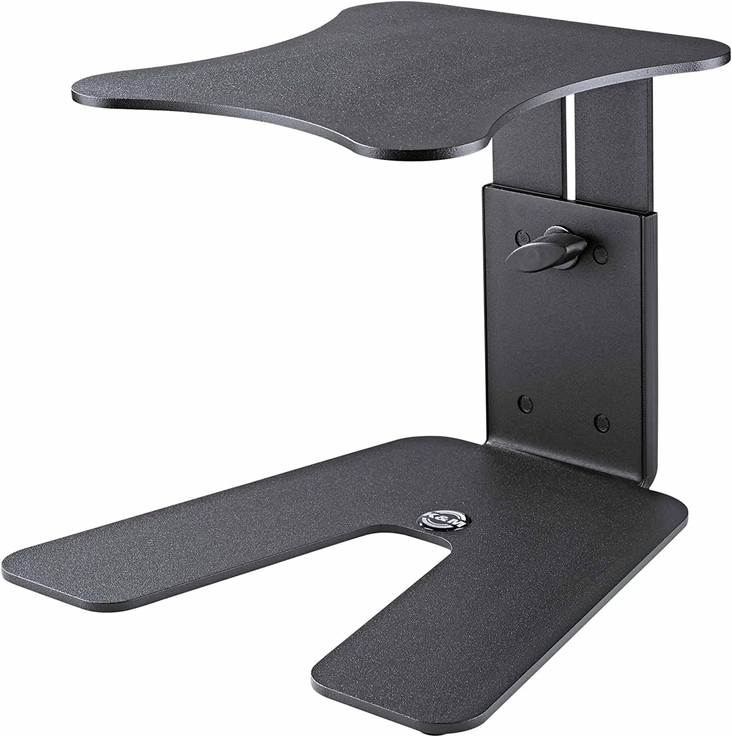 K&M Konig & Meyer 26774-000-56 Table Monitor/Speaker Stand | Solid Stable U Wide Level Base | Height Adjust | Secure Safety Pin | Non-Slip/Vibration Rubber Pads | Steel | German Made | Black