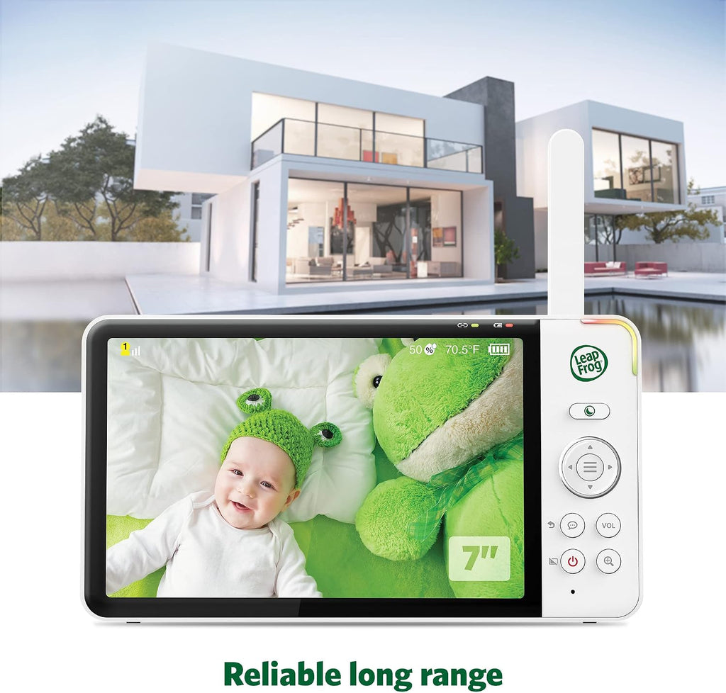 LeapFrog LF930HD Baby Monitor, 7' 720p HD Display,Video Baby Monitor with Camera and Audio, 1080p Smart Remote Access,360° Pan & Tilt,Color Night Light &Vision, Two-Way Intercom