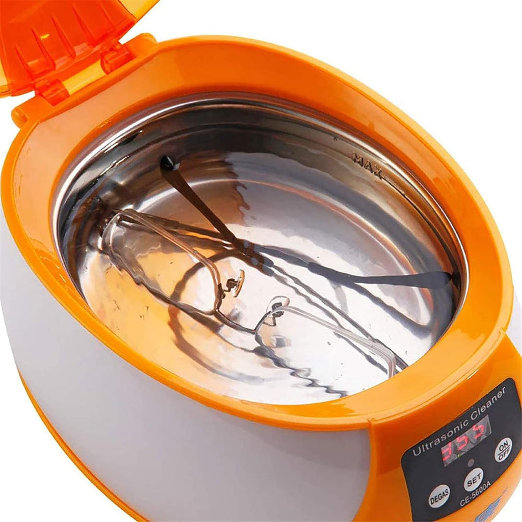 Gaone Digital Ultrasonic Jewelry Cleaning Device Small Household Multifunction Cleaner Stainless Steel Ultrasonic Bathroom Washing Machine Cleaning Tools,Orange