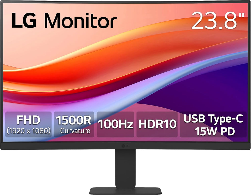 LG 24U421A-B 24-inch Full HD (1920 x 1080) Curved Computer Monitor, 100Hz, 5ms, HDR10, 3-Side Borderless, Switch, HDMI, USB Type-C 15W PD, Tilt Slim Stand, Black