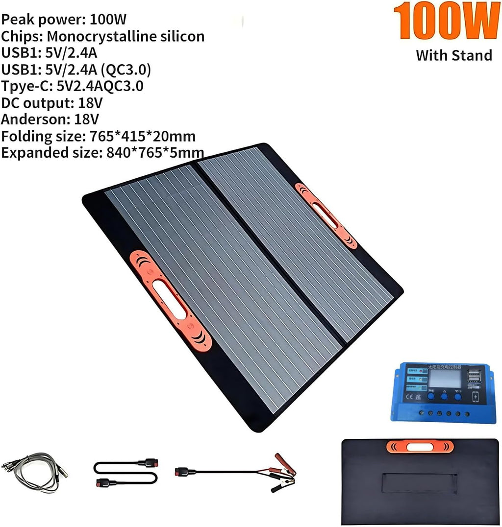 200W Solar Panel for Power Station Generator, 18V Portable Foldable Solar Cell Solar Charger, Solar Charger Charger for Outdoor Camping RV Hiking 100W