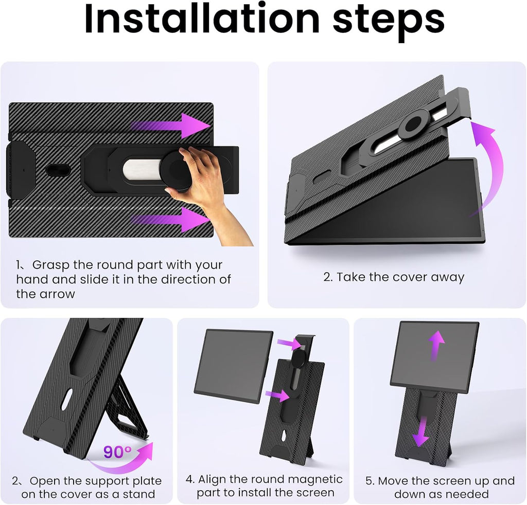 Laptop Screen Extender Portable Monitor - Dual 16' 1200P FHD Travel Monitor Fit for 13-17' Laptops Plug & Play 360° Rotating Detachable Stand Height Adjustable for Travel/Work/Study