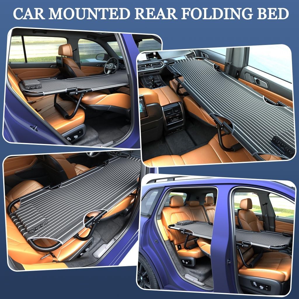 Folding Travel Bed,Outdoor Camping Bed,Car Modified Bed Non-Inflatable Cushion Universal Car Rear Seat Travel Bed(Black)